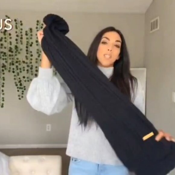 Chunky Knit Scarf Winter Warm Cable Knit Oversized Boho Chic Accessory - Picture 8 of 8